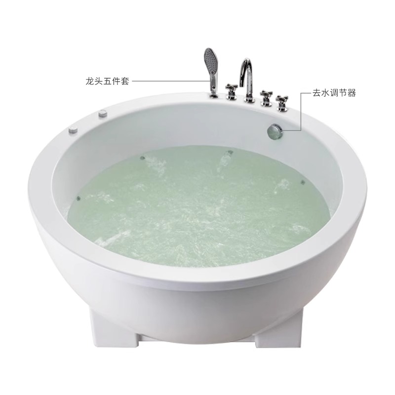 尚雷仕按摩冲浪圆形浴缸独立式泡澡大缸恒温加热冲浪浴盆嵌入式